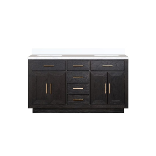 [LVA60DJ300] Abbey 60 in W x 22 in. D Black Oak Double Bath Vanity and Cultured Marble Top