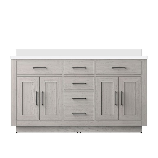 [LVA60DM300] Abbey 60 in W x 22 in. D White Oak Double Bath Vanity and Cultured Marble Top
