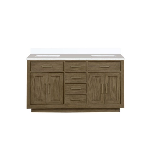 [LVA60DR200] Abbey 60 in W x 22 in. D Grey Oak Double Bath Vanity and White Quartz Top