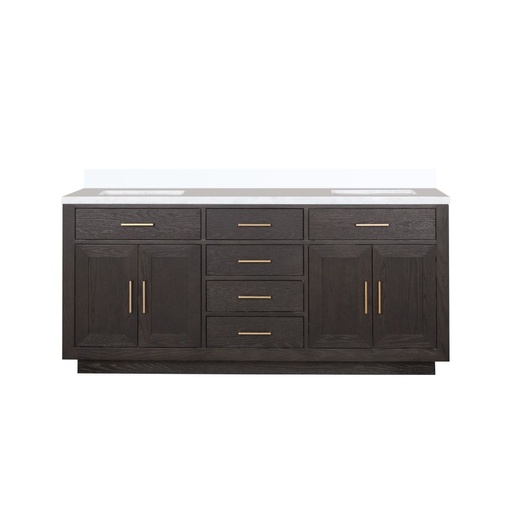 [LVA72DK300] Abbey 72 in W x 22 in. D Brown Oak Double Bath Vanity and Cultured Marble Top