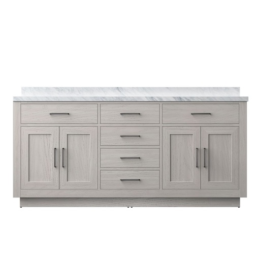 [LVA72DM100] Abbey 72 in W x 22 in. D White Oak Double Bath Vanity and Carrara Marble Top