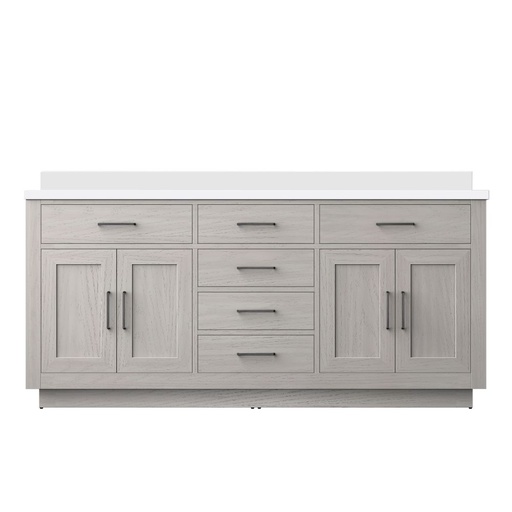 [LVA72DM200] Abbey 72 in W x 22 in. D White Oak Double Bath Vanity and White Quartz Top