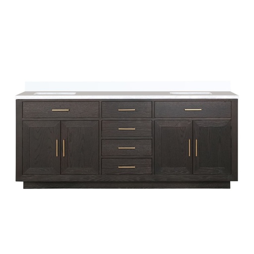 [LVA80DK300] Abbey 80 in W x 22 in. D Brown Oak Double Bath Vanity and Cultured Marble Top