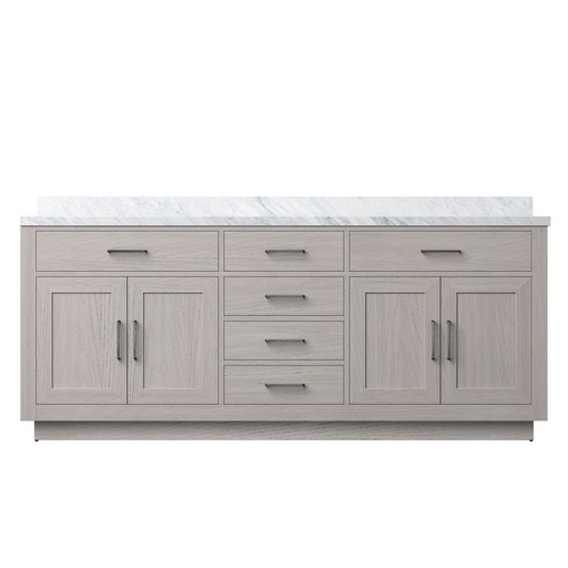 [LVA80DM100] Abbey 80 in W x 22 in. D White Oak Double Bath Vanity and Carrara Marble Top