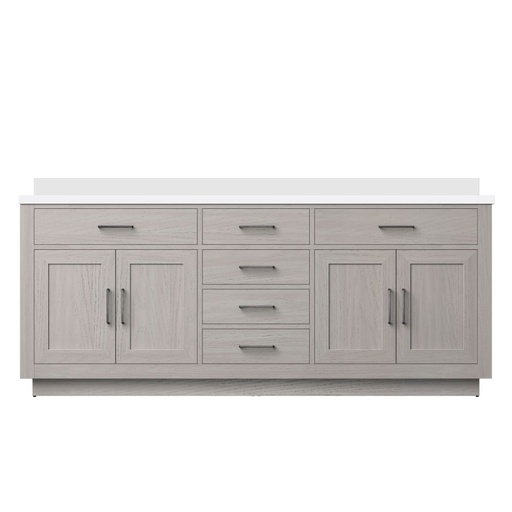[LVA80DM200] Abbey 80 in W x 22 in. D White Oak Double Bath Vanity and White Quartz Top