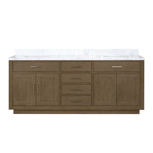 [LVA80DR100] Abbey 80 in W x 22 in. D Grey Oak Double Bath Vanity and Carrara Marble Top