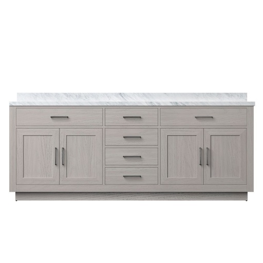 [LVA84DM100] Abbey 84 in W x 22 in. D White Oak Double Bath Vanity and Carrara Marble Top