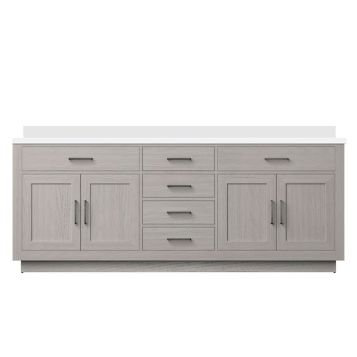[LVA84DM200] Abbey 84 in W x 22 in. D White Oak Double Bath Vanity and White Quartz Top