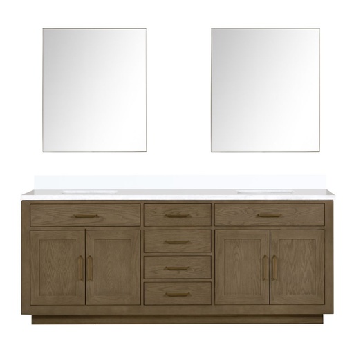 [LVA84DR310] Abbey 84 in W x 22 in. D Grey Oak Double Bath Vanity, Cultured Marble Top, and 36 in Mirrors