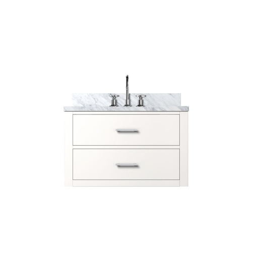 [LVC30SA101] Castor 30 in W x 22 in. D White Double Bath Vanity, Carrara Marble Top, and Faucet Set