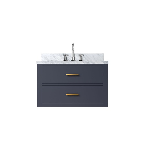 [LVC30SE101] Castor 30 in W x 22 in. D Blue Double Bath Vanity, Carrara Marble Top, and Faucet Set