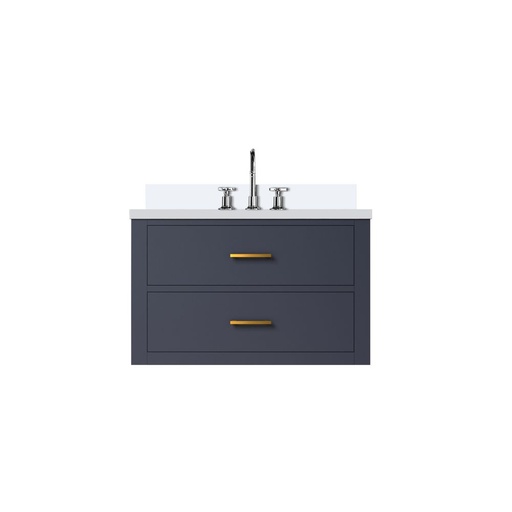 [LVC30SE201] Castor 30 in W x 22 in. D Blue Double Bath Vanity, White Quartz Top, and Faucet Set