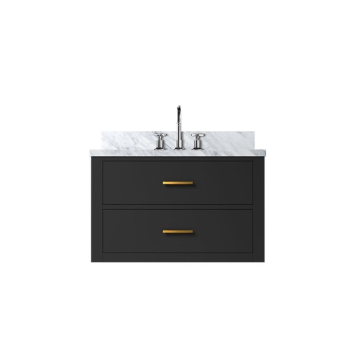 [LVC30SL101] Castor 30 in W x 22 in. D Black Double Bath Vanity, Carrara Marble Top, and Faucet Set