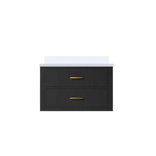 [LVC30SL200] Castor 30 in W x 22 in. D Black Double Bath Vanity and White Quartz Top