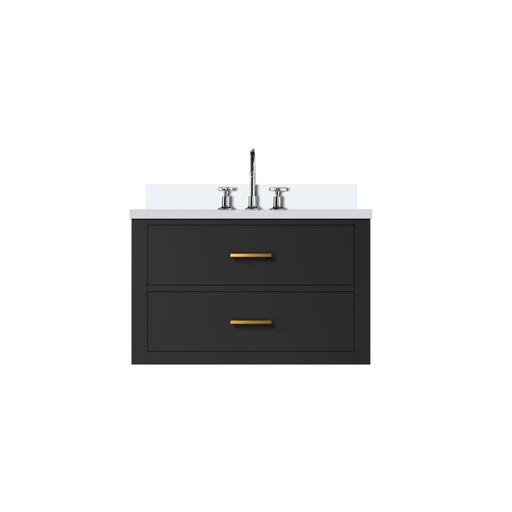 [LVC30SL301] Castor 30 in W x 22 in. D Black Double Bath Vanity, Cultured Marble Top, and Faucet Set