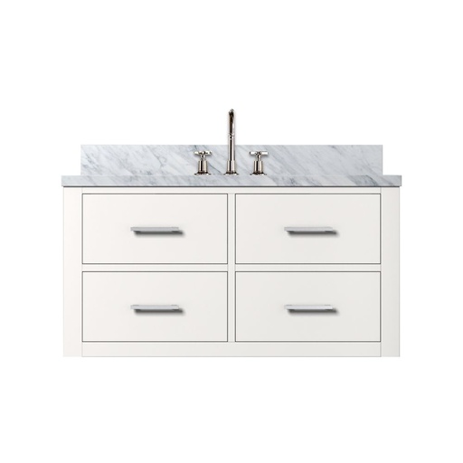 [LVC36SA101] Castor 36 in W x 22 in. D White Double Bath Vanity, Carrara Marble Top, and Faucet Set