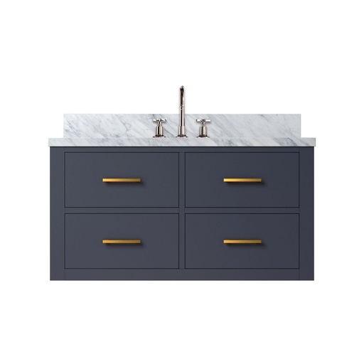 [LVC36SE101] Castor 36 in W x 22 in. D Blue Double Bath Vanity, Carrara Marble Top, and Faucet Set