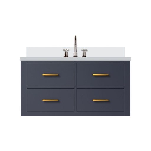 [LVC36SE201] Castor 36 in W x 22 in. D Blue Double Bath Vanity, White Quartz Top, and Faucet Set