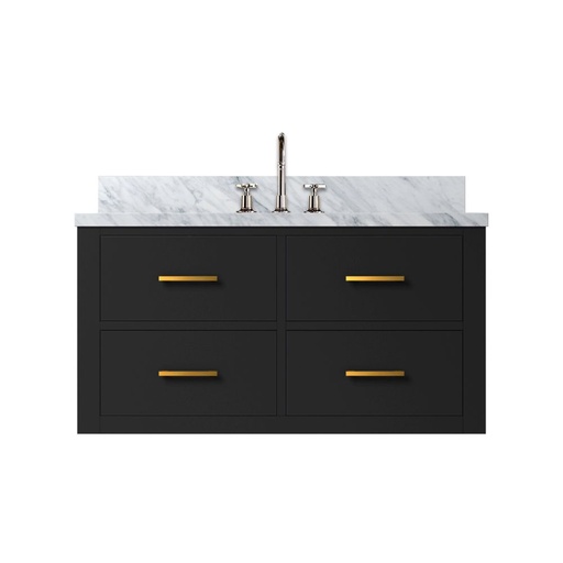 [LVC36SL101] Castor 36 in W x 22 in. D Black Double Bath Vanity, Carrara Marble Top, and Faucet Set