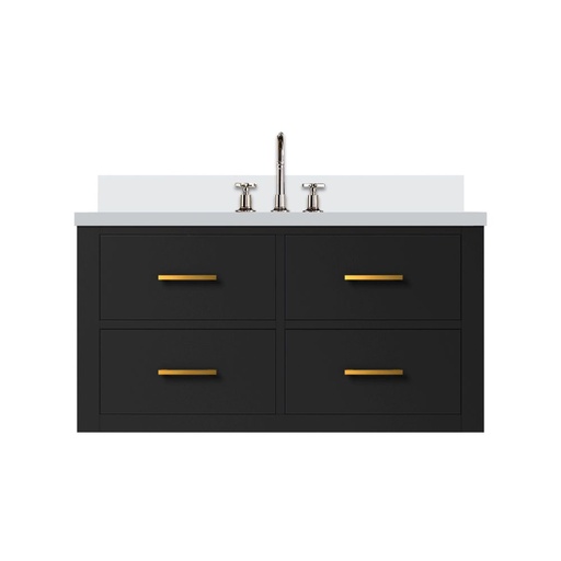 [LVC36SL301] Castor 36 in W x 22 in. D Black Double Bath Vanity, Cultured Marble Top, and Faucet Set