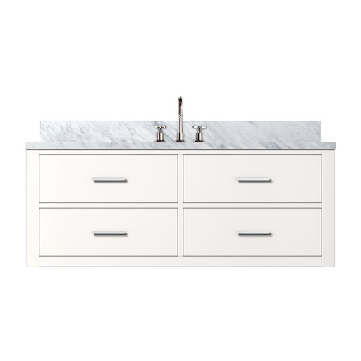 [LVC48SA101] Castor 48 in W x 22 in. D White Double Bath Vanity, Carrara Marble Top, and Faucet Set