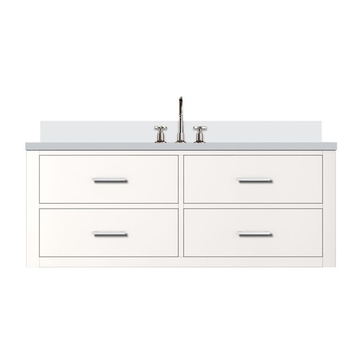 [LVC48SA201] Castor 48 in W x 22 in. D White Double Bath Vanity, White Quartz Top, and Faucet Set