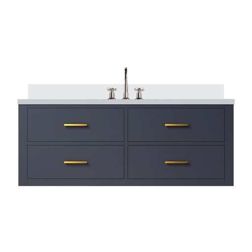 [LVC48SE301] Castor 48 in W x 22 in. D Blue Double Bath Vanity, Cultured Marble Top, and Faucet Set