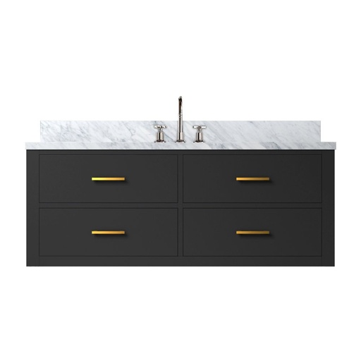 [LVC48SL101] Castor 48 in W x 22 in. D Black Double Bath Vanity, Carrara Marble Top, and Faucet Set