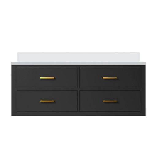 [LVC48SL200] Castor 48 in W x 22 in. D Black Double Bath Vanity and White Quartz Top