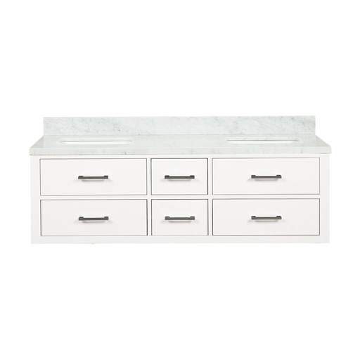 [LVC60DA100] Castor 60 in W x 22 in. D White Double Bath Vanity and Carrara Marble Top