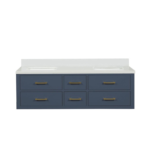 [LVC60DE200] Castor 60 in W x 22 in. D Blue Double Bath Vanity and White Quartz Top
