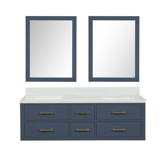 [LVC60DE310] Castor 60 in W x 22 in. D Blue Double Bath Vanity, Cultured Marble Top, and 28 in Mirrors
