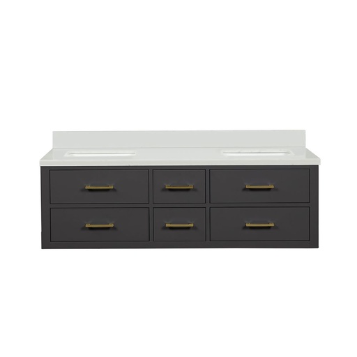 [LVC60DL300] Castor 60 in W x 22 in. D Black Double Bath Vanity and Cultured Marble Top