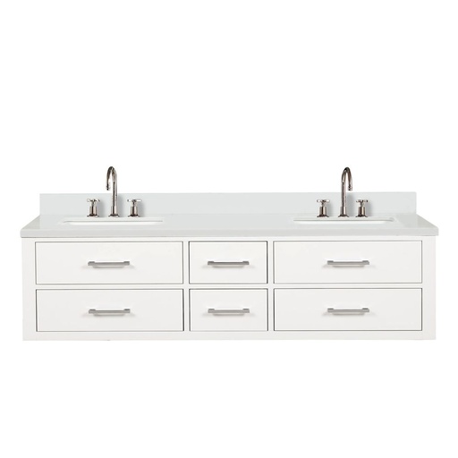 [LVC72DA301] Castor 72 in W x 22 in. D White Double Bath Vanity, Cultured Marble Top, and Faucet Set