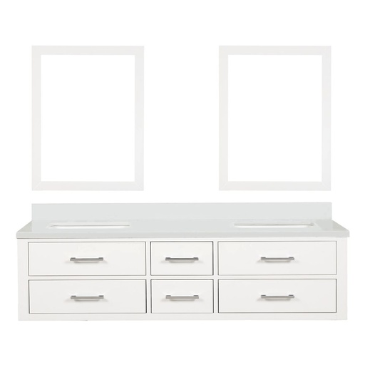 [LVC72DA310] Castor 72 in W x 22 in. D White Double Bath Vanity, Cultured Marble Top, and 34 in Mirrors