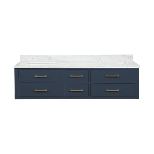 [LVC72DE100] Castor 72 in W x 22 in. D Blue Double Bath Vanity and Carrara Marble Top