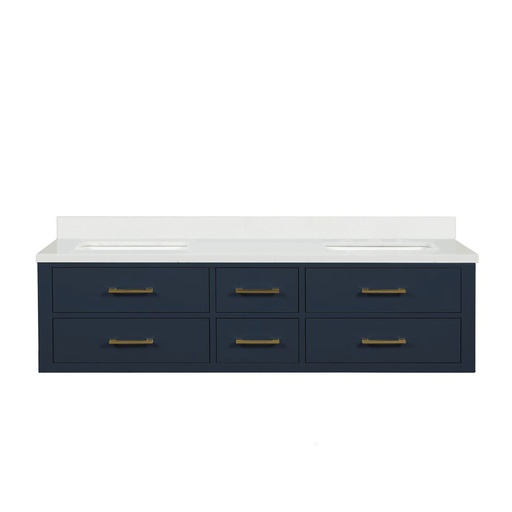 [LVC72DE200] Castor 72 in W x 22 in. D Blue Double Bath Vanity and White Quartz Top