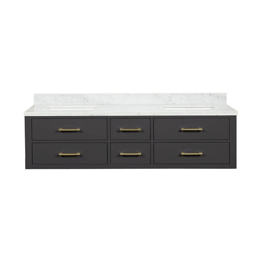 [LVC72DL100] Castor 72 in W x 22 in. D Black Double Bath Vanity and Carrara Marble Top