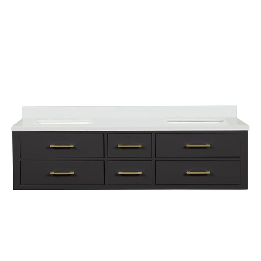 [LVC72DL200] Castor 72 in W x 22 in. D Black Double Bath Vanity and White Quartz Top