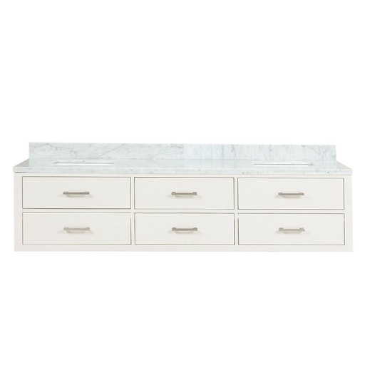 [LVC80DA100] Castor 80 in W x 22 in. D White Double Bath Vanity and Carrara Marble Top