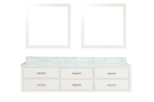 [LVC80DA110] Castor 80 in W x 22 in. D White Double Bath Vanity, Carrara Marble Top, and 36 in Mirrors
