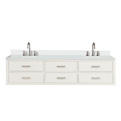 [LVC80DA201] Castor 80 in W x 22 in. D White Double Bath Vanity, White Quartz Top, and Faucet Set