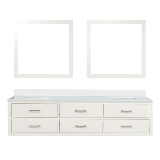 [LVC80DA210] Castor 80 in W x 22 in. D White Double Bath Vanity, White Quartz Top, and 36 in Mirrors