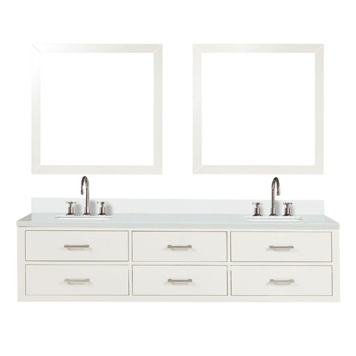 [LVC80DA311] Castor 80 in W x 22 in. D White Double Bath Vanity, Cultured Marble Top, Faucet Set, and 36 in Mirrors