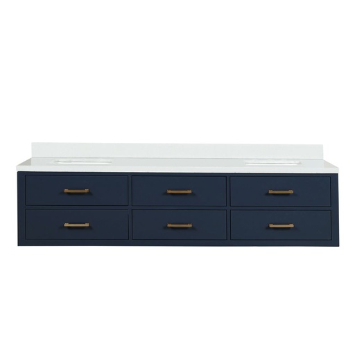 [LVC80DE200] Castor 80 in W x 22 in. D Blue Double Bath Vanity and White Quartz Top