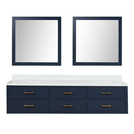 [LVC80DE310] Castor 80 in W x 22 in. D Blue Double Bath Vanity, Cultured Marble Top, and 36 in Mirrors