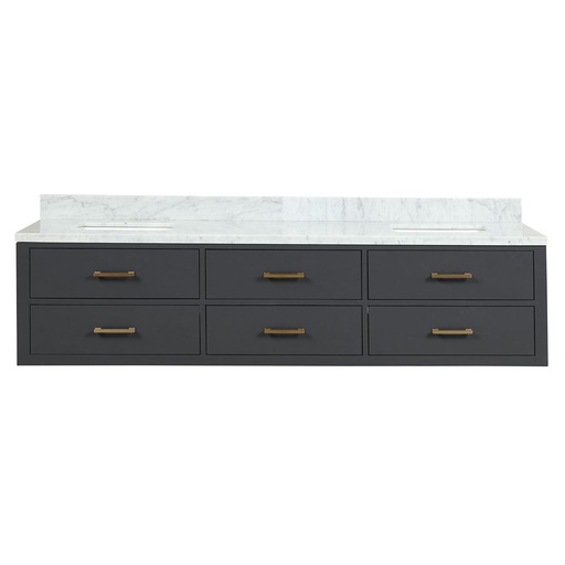 [LVC80DL100] Castor 80 in W x 22 in. D Black Double Bath Vanity and Carrara Marble Top