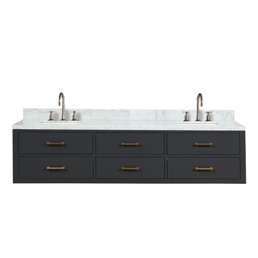 [LVC80DL101] Castor 80 in W x 22 in. D Black Double Bath Vanity, Carrara Marble Top, and Faucet Set