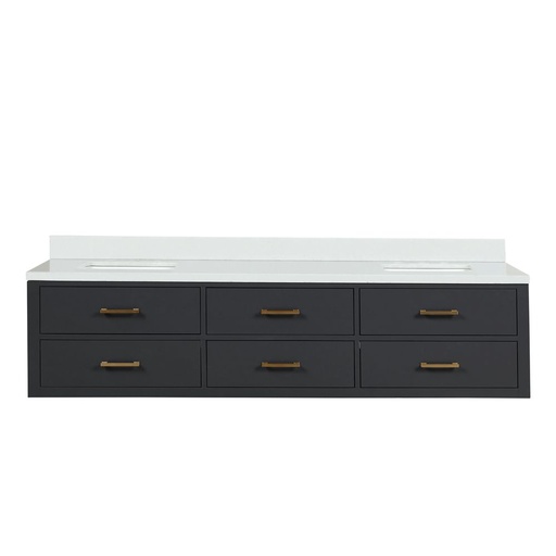 [LVC80DL200] Castor 80 in W x 22 in. D Black Double Bath Vanity and White Quartz Top