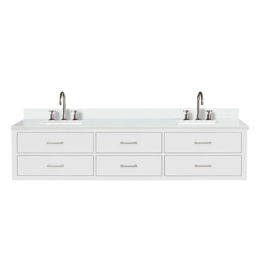 [LVC84DA201] Castor 84 in W x 22 in. D White Double Bath Vanity, White Quartz Top, and Faucet Set